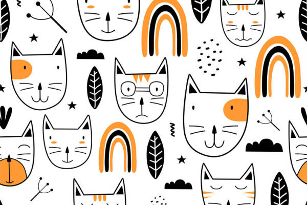 可爱卡通猫咪图案面料印花服装印花设计