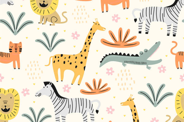 可爱卡通动物图案面料印花服装印花设计