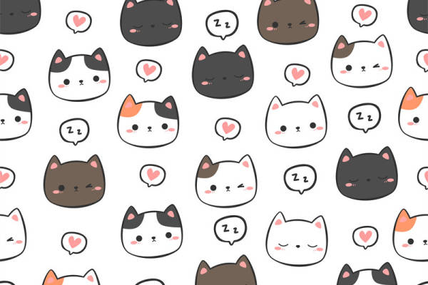 可爱猫咪图案面料印花，打造温馨服装印花设计