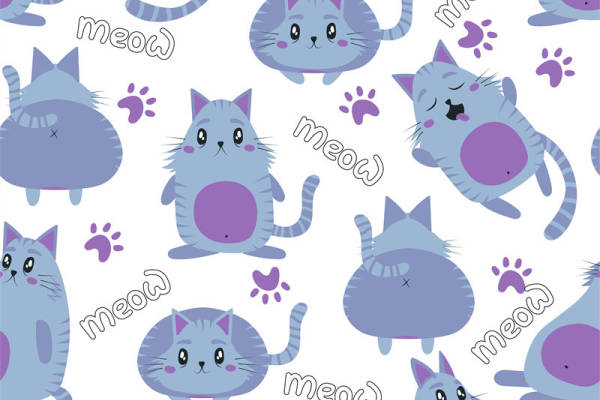 可爱卡通猫咪面料印花服装印花图案设计