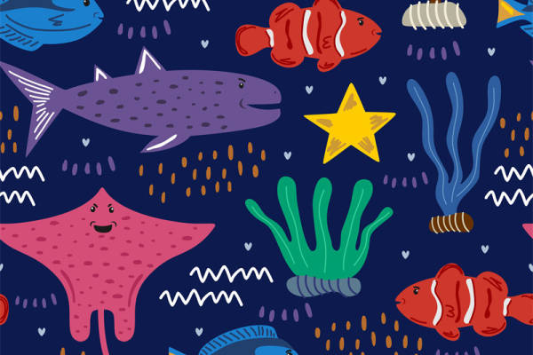 海洋生物主题面料印花,打造夏日清新服装印花设计