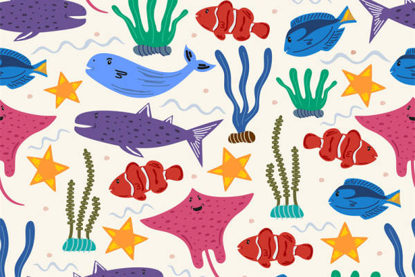 夏季新款海洋生物面料印花服装印花设计