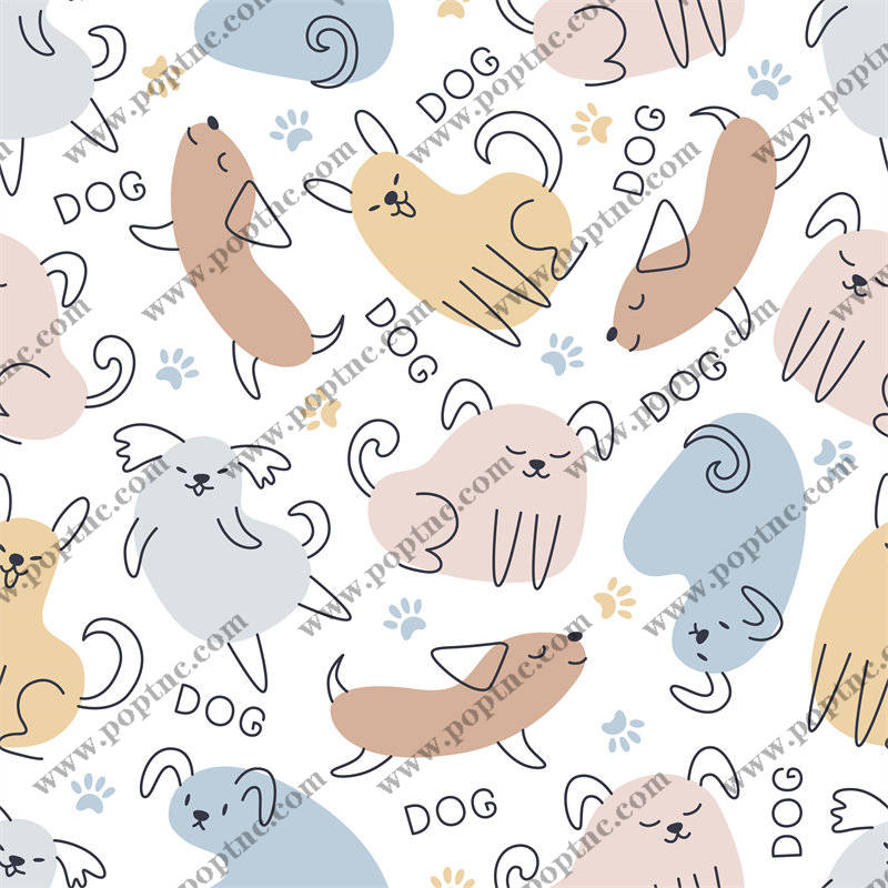 可爱卡通狗图案面料印花,儿童服装印花设计