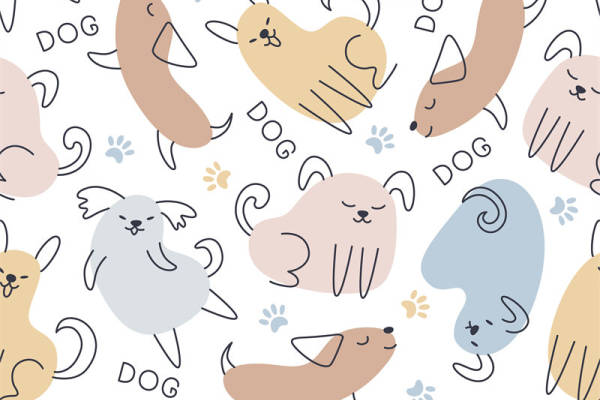 可爱卡通狗图案面料印花,儿童服装印花设计
