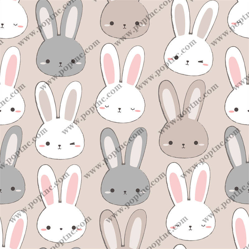 可爱兔子图案面料印花 儿童服装印花设计