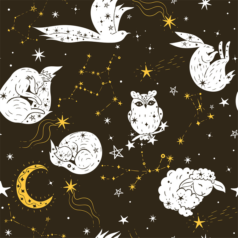 梦幻夜空主题面料印花，独特设计服装印花图案