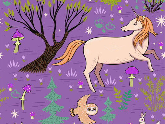 梦幻森林独角兽服装印花面料设计