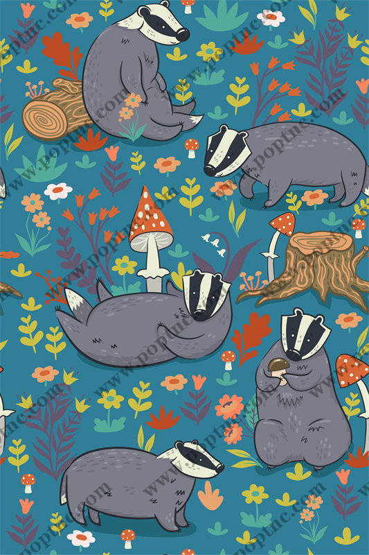 可爱卡通獾图案面料印花服装印花设计