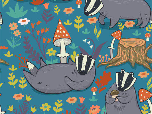 可爱卡通獾图案面料印花服装印花设计