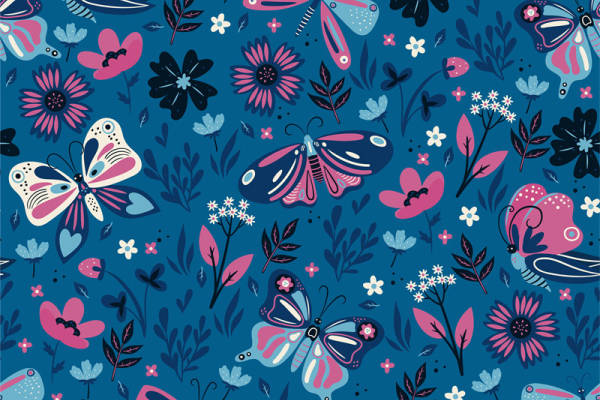 春日花园风格面料印花，时尚服装印花设计