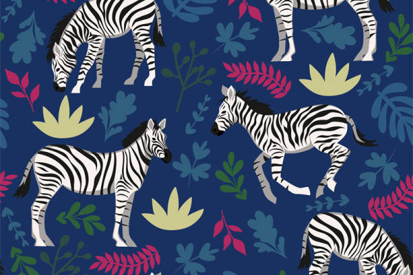 时尚斑马图案服装印花面料,自然风格印花设计