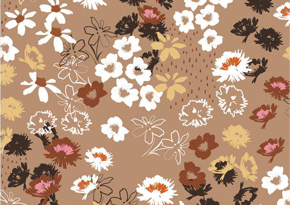 复古花卉图案面料印花，优雅服装印花设计