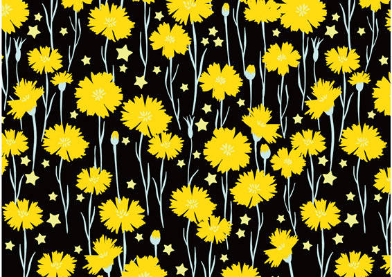 时尚黄色蒲公英星星图案面料印花服装印花设计