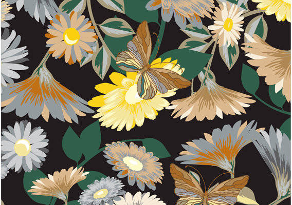 春日花卉图案服装印花面料设计，展现自然之美