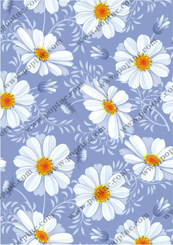 清新淡雅雏菊图案面料印花服装印花设计