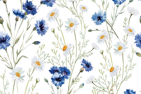 清新自然风格蓝白花卉面料印花服装设计