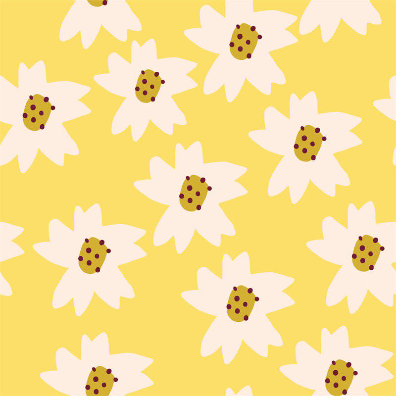 清新自然风格白色雏菊服装印花面料设计