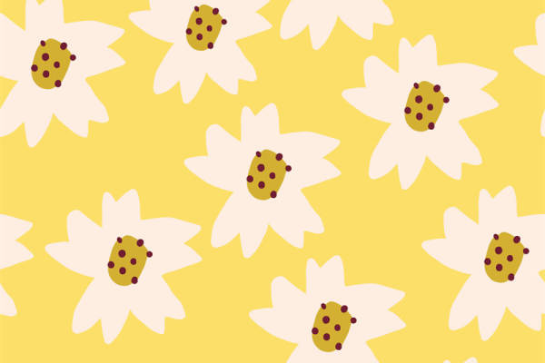 清新自然风格白色雏菊服装印花面料设计