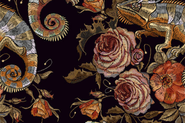 复古风格孔雀花卉面料印花服装印花设计