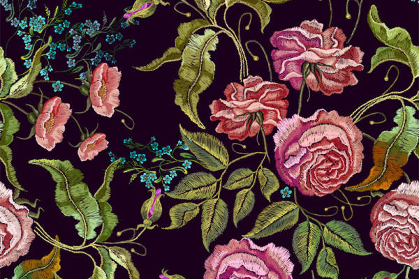 复古花卉图案服装印花面料,优雅与自然的完美结合