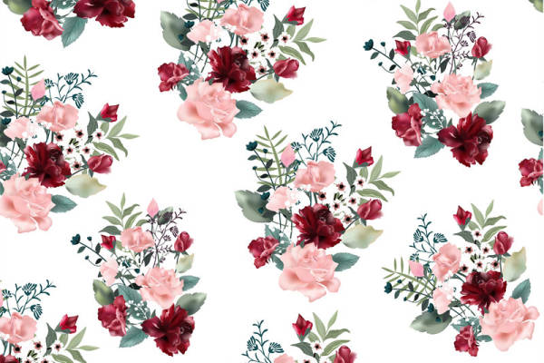 时尚花卉图案面料印花,优雅服装印花设计