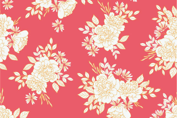 优雅花卉图案面料印花，适合春季服装印花设计