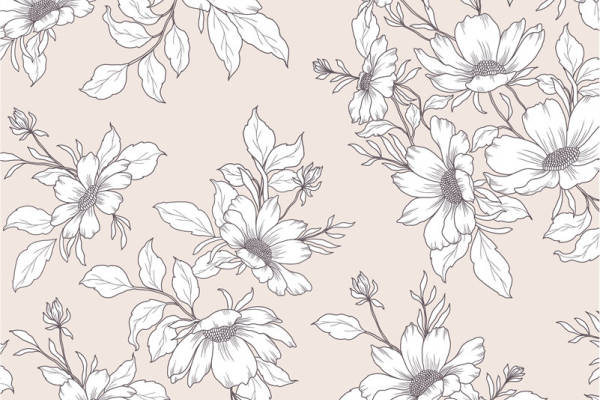 优雅花卉图案面料印花，适用于春夏服装印花设计