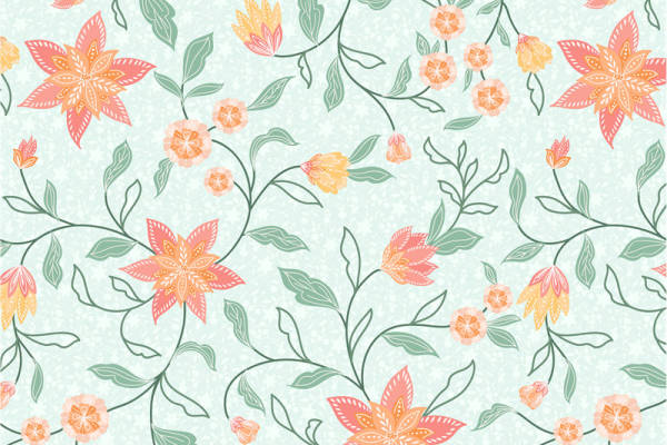 自然清新风花卉图案服装印花面料设计