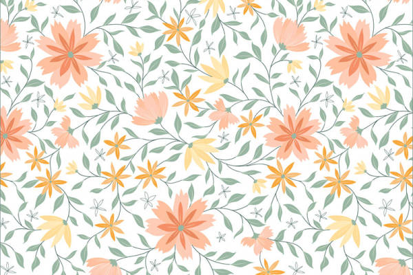 春日花卉图案面料印花，清新自然服装印花设计