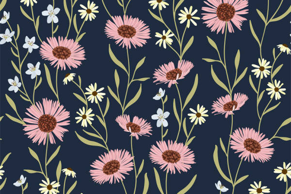 时尚花卉图案面料印花 优雅服装印花设计