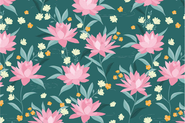 优雅花卉图案面料印花，适用于春季女装服装印花设计