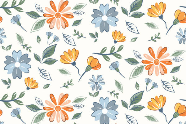 春日花卉图案面料印花,清新自然服装印花设计