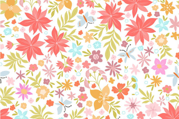 春日花园风格面料印花 多彩花卉服装印花设计