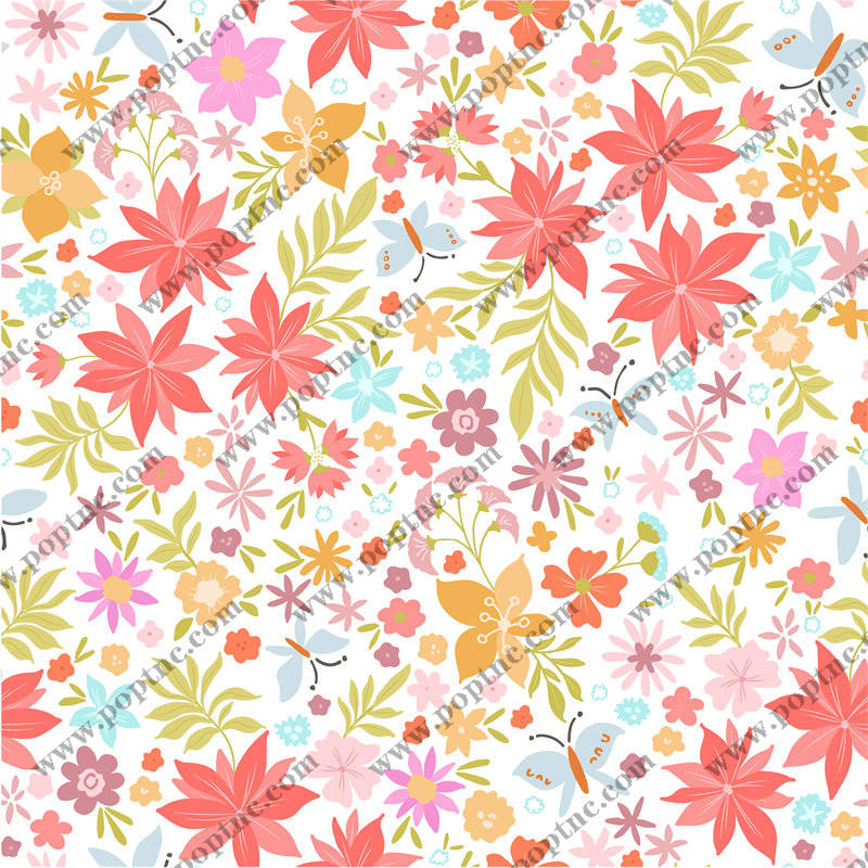 春日花园风格面料印花 多彩花卉服装印花设计