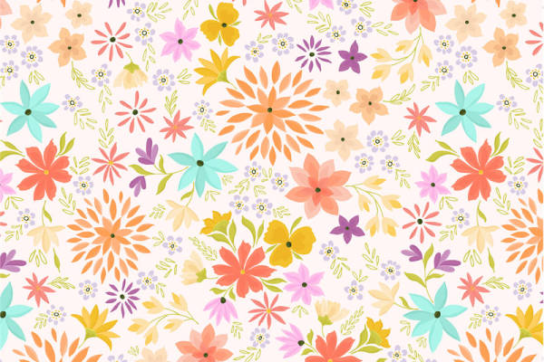 春日花卉图案面料印花 多色服装印花设计