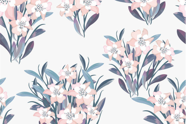 优雅花卉图案面料印花,春季服装印花设计灵感