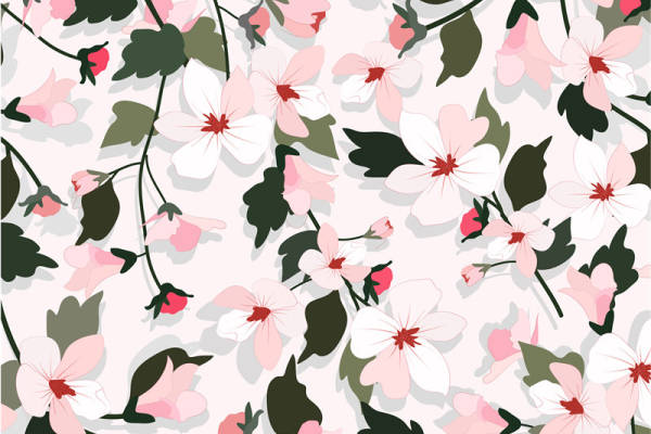 优雅花卉图案面料印花，时尚服装印花设计