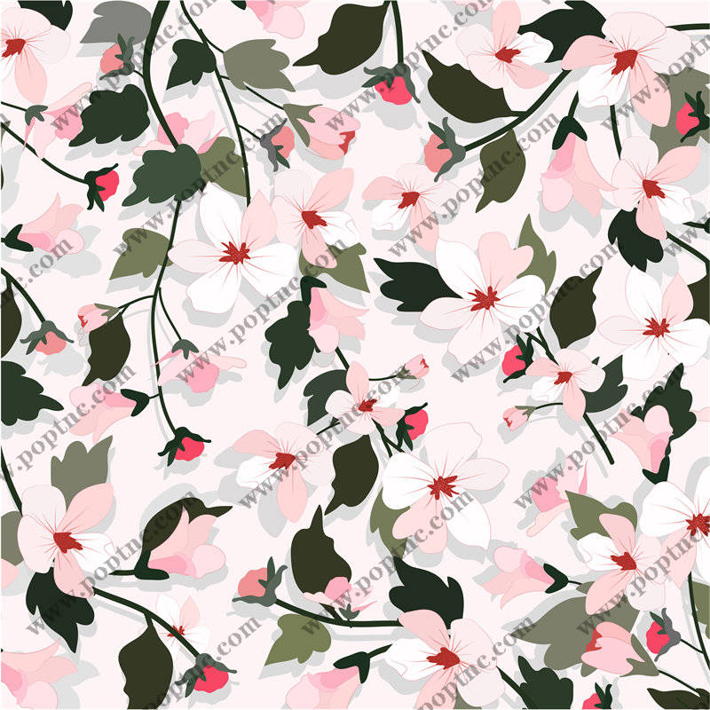 优雅花卉图案面料印花,时尚服装印花设计