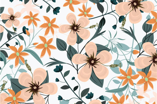 优雅花卉图案面料印花，春季服装印花设计