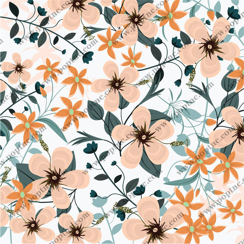 优雅花卉图案面料印花,春季服装印花设计