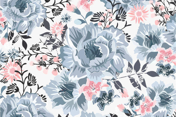 优雅花卉图案面料印花，适合春季服装印花设计