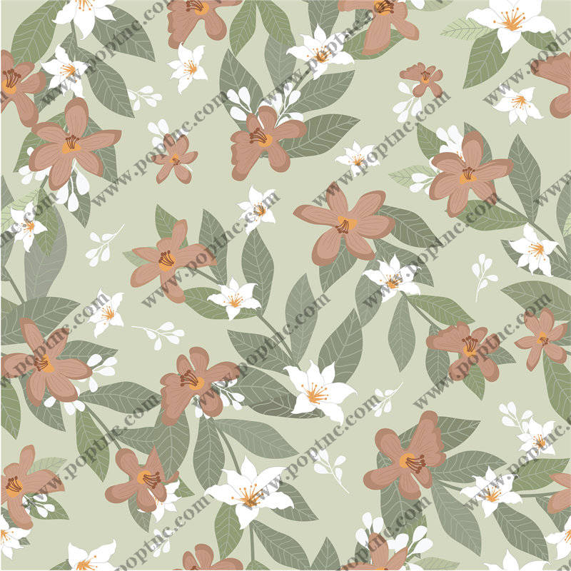 春日清新风格服装印花面料设计:自然花卉图案