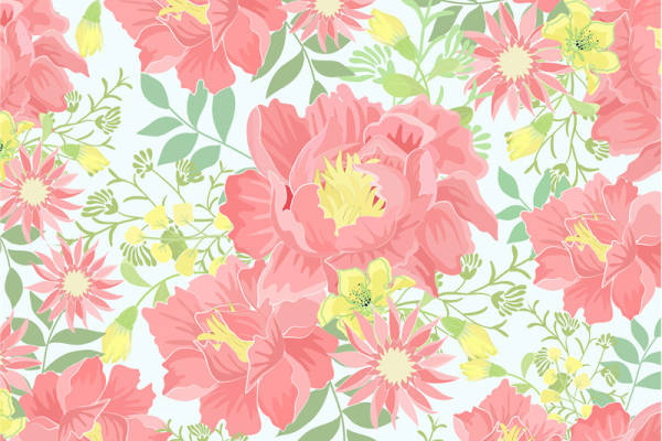 春日浪漫粉色花卉面料印花服装印花设计