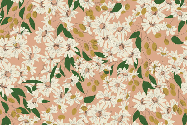 自然风格面料印花设计:优雅雏菊图案服装印花