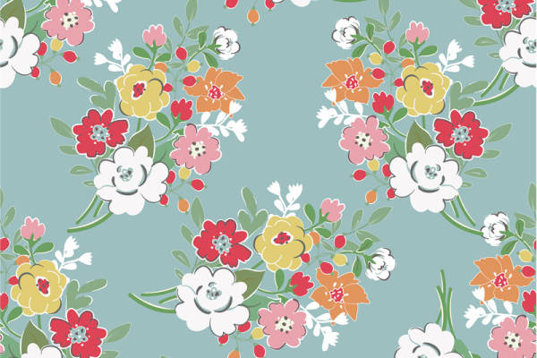 春日清新花卉图案面料印花服装印花设计