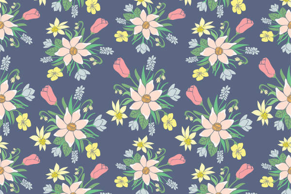 优雅花卉图案面料印花,适合春夏服装印花设计