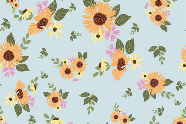夏日清新向日葵面料印花，打造时尚休闲服装印花设计