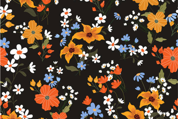 时尚多彩花朵面料印花服装设计灵感