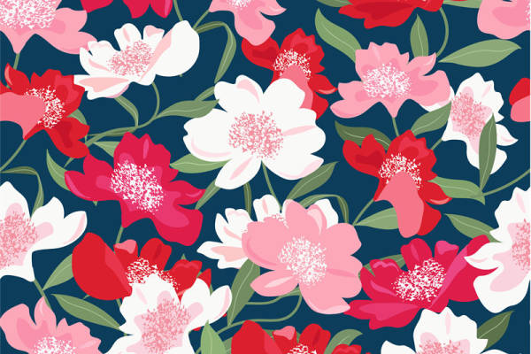 时尚花卉图案服装印花面料，春夏季女装设计灵感