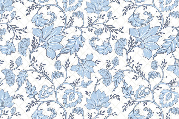 优雅蓝色花卉图案面料印花服装印花设计